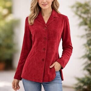 Vintage 90s Women's Small Red Leather Jacket by Pursuits Ltd.